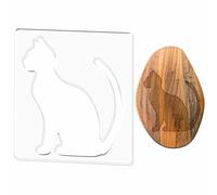 PRESSINART Woodworking Router Templates Acrylic Cat Template Cute Animal Cat Clear Acrylic Woodworking Router Jig Inlay Stencils with Protective Film Craft Tracing Guide for Signs Charcuterie Boards