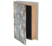 PRESSINART World Map Decorative Book Box 23 x 15 x 5 cm Book Shaped Trinket Box Vintage World Map Pattern Faux Storage Organizers for Jewelry Trinket Wedding Keepsake Home Office Bookshelf Decoration