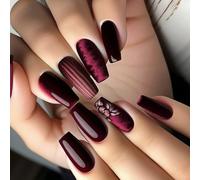 Pressing nails with flower and stripe design 24% full coverage artificial nails on nails for women and girls are nails