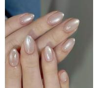 Pressing the glowing cat eyes to the nail almond fake nail full cover acrylic artificial stick acrylic fake