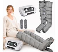 Pressotherapy and Lymphatic Drainage, 6-Cavity Pressotherapy Boots, Electric Air Compression Massager Machine, Lymphoedema Treatment for Legs, Lymphedema Pump (Grey, 2legs)
