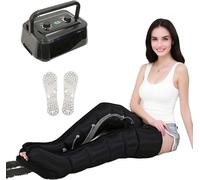 Pressotherapy and Lymphatic Drainage, 6-Cavity Pressotherapy Boots, Electric Air Compression Massager Machine, Lymphoedema Treatment for Legs, Lymphedema Pump (Black, 2legs)