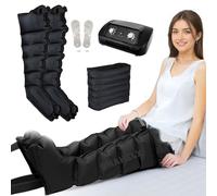 Pressotherapy Boots Legs with 6 CavitiesProfessional Pressotherapy Massager for Home_PRESSOTHERAPY Machine for House Adjustable Time and Pressure (Black 6 Chambers, Legs + Waist M)