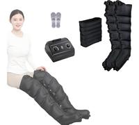 Pressotherapy Device for Legs, Abdomen and Arms, Pressotherapy Boots for Legs | 6-Cavity Electric Air Compression Massager Lymphatic Drainage Device, 8 Intensities (Black Machine+Two Legs+Waist)