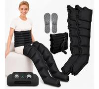 Pressotherapy for Home Abdomen and Legs, Machine Boots Device Pressotherapy Professional Leg, 6 Chambers Circulation Massager (Black Legs+Abdomen, M)