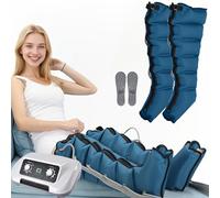 Pressotherapy for Home Abdomen and Legs, Machine Boots Device Pressotherapy Professional Leg, 6 Chambers Circulation Massager (Blue Legs, M)