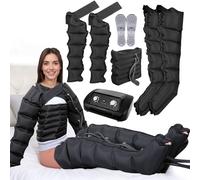Pressotherapy for Home Abdomen and Legs, Machine Boots Device Pressotherapy Professional Leg, 6 Chambers Circulation Massager (Black Legs+Abdomen+Arms, M)