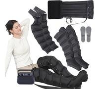 Pressotherapy Full Body Legs Recovery System Lymphatic Drainage Massager, Lymphatic Drainage Compression Massage Machine for Pain and Circulation, 6-Cavity | Timing Func | 0~250mmHg Kpα (Black 2
