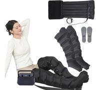 Pressotherapy Full Body Legs Recovery System Lymphatic Drainage Massager, Lymphatic Drainage Compression Massage Machine for Pain and Circulation, 6-Cavity | Timing Func | 0~250mmHg Kpα (Black 2