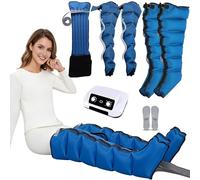 Pressotherapy Machine for Home with 6 Cavities, XXL Electric Air Compression Leg Massager Machine, Lymphatic Drainage Massager Waist, Arms, Legs and Feet (Blue, XL 2 Legs + 2 arms + Waist)