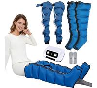 Pressotherapy Machine for Home with 6 Cavities, XXL Electric Air Compression Leg Massager Machine, Lymphatic Drainage Massager Waist, Arms, Legs and Feet (Blue, XL 2 Legs + 2 arms)