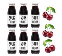 PRESSUICE Fresh Sour Tart Cherry Juice not from concentrate - 6 bottles x 250 ml Fruit Juices NFC - Pressed Semi Sour Drink - No added Sugar - Natural Press for Cocktails Lemonades
