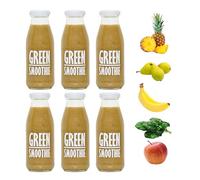 PRESSUICE Green Smoothie 240 ml | 6 bottles pack | Fruit Smoothies Squash Pear Apple Pineapple Kiwifruit Banana Spinach | Drink for Kids and Adults | From Fresh Press NFC Juice