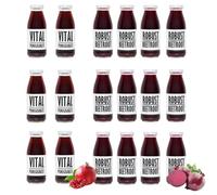PRESSUICE - Vital Pomegranate & Robust Beetroot Mix 18 Bottles Variety Pack - Cold Pressed Juice 250 ml - No Added Sugar - Vegan Friendly - Natural Taste From Fresh NFC Juice