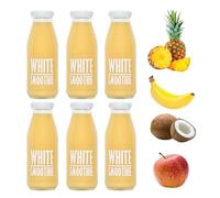 PRESSUICE White Smoothie 240 ml | 6 bottles pack | Fruit Smoothies Squash Apple Coconut Milk Pineapple Pineapple Banana | Drink for Kids and Adults | From Fresh Press NFC Juice