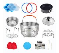 Pressure Cooker Accessories Compatible with Instant Pot 6 Qt - Steamer Basket, Silicone Sealing Rings, Springform Pan, Glass Lid, Egg Bites Mold, Egg Steamer Rack and More