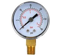 Pressure - Dual Scale Pointer Type, Transparent Dial + Metal Case for Accurate Air Pressure Measurement, 1 / 8inch BSPT Connection, Battery - Operation (type 2)