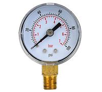 Pressure - Dual Scale Pointer Type, Transparent Dial + Metal Case for Accurate Air Pressure Measurement, 1 / 8inch BSPT Connection, Battery - Operation (type 4)
