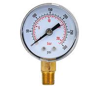 Pressure - Dual Scale Pointer Type, Transparent Dial + Metal Case for Accurate Air Pressure Measurement, 1 / 8inch BSPT Connection, Battery - Operation (type 7)