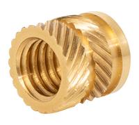 Pressure Fit Brass Threaded Inserts 3/8 inch by 16 tpi Internal Threads with Opposing Angle Outside Grooves Ideal for Wood Turners Contractors Furniture Building and General Home Use Pack of 10