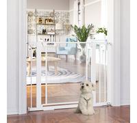 Pressure Fit Safety Gate for Doors, Dog Gate w/ Auto Close Black Double Locking PawHut White L