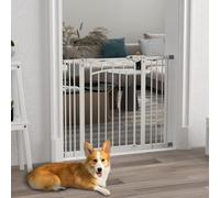 PawHut Pressure Fit Safety Gate w/ Auto Closing Door, for Small Medium Dogs, 74-100cm, White