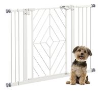 Pressure Fit Safety Gate White Steel 74-100cm Auto-Close Double Lock Small Dogs