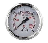 Pressure Gauge 0-100 Bar with Dual Scale MPa/psi, 60mm Liquid Filled Dial for Hydraulic Pneumatic Water Systems, Glycerine Filled Stainless Steel(0-25 Bar)