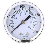 Pressure Gauge 1/4" Thread Mini Hydraulic Pressure Gauge Male Water Low Pressure Gauge for Fuel Air Oil 0-200psi / 0-14bar