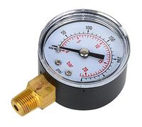 Pressure Gauge 1/8inch BSPT, Dual Scale Pointer Type Transparent Dial Cover Metal Outer Case Accurate Measurement 0-15psi,0-1bar Metal Outer Case Bottom Mount Connection