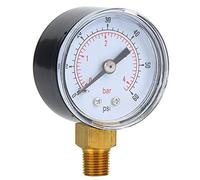 Pressure Gauge 1/8inch BSPT, Dual Scale Pointer Type Transparent Dial Cover Metal Outer Case Accurate Measurement 0-15psi,0-1bar Metal Outer Case Bottom Mount Connection