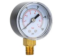 Pressure Gauge 1/8inch BSPT, Dual Scale Pointer Type Transparent Dial Cover Metal Outer Case Accurate Measurement 0-15psi,0-1bar Metal Outer Case Bottom Mount Connection