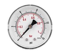Pressure Gauge, 50mm Dial 1/4 BSPT Mini Mechanical Pressure Gauge Rear Connection Gas Mini Dual Scale Economical Universal Pressure Gauge for Fuel Air Oil Water Liquid(0-15psi 0-1bar)