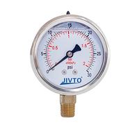 Pressure Gauge,Glycerin Liquid Filled,2-1/2" Dual Scale Dia,0-30 psi/bar/kpa,1/4" BSPP Male Brass Connection,Lower Mount, Stainless Steel Case,for Pneumatic,Pump,Hose,Well Tank,Gas Air Water Oil