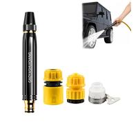 Pressure Nozzle for Hose, Handheld Cleaning Device, Adjustable Spray Patterns, Black High Pressure Washer with Three Attachments,Heavy Duty Metal Garden Hose Nozzle, for Garden, Yard, Patio, Home