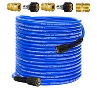 Pressure Power Washer Hose 100 FT x 1/4", Super Flexible Kink Resistant Car Washer Replacement with M22 Fittings & 3/8" Quick Connect Adapters for Ryobi Troy Bilt Flexzilla Greenworks & More, 4200PSI