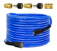 Pressure Power Washer Hose 50 FT x 1/4", Super Flexible Kink Resistant Car Washer Replacement with M22 Fittings & 3/8" Quick Connect Adapters for Ryobi Troy Bilt Flexzilla Greenworks & More, 4200PSI