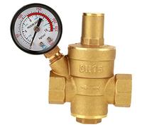 Pressure Reducing Valve, DN15 Brass Adjustable Water Control Pressure Regulator Valve Thread with Gauge Meter, Heavy Duty Pressure Regulator for Liquid Air