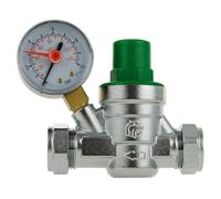 Pressure Reducing Valve & Gauge 15mm 22mm Compression 0-6 Bar Adjustable