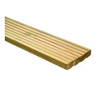 Pressure Treated Timber Decking Board - 27mm Thick x 144mm Wide x 3600mm Length, Natural Wooden Deck Boards with Grooved Finish for Outdoor Garden Patio Flooring