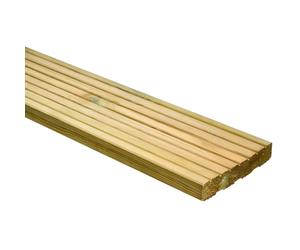 Pressure Treated Timber Decking Board, 27mm Thick x 144mm Wide x 3600mm Length, Natural Wooden Deck Boards with Grooved Finish for Outdoor Garden Patio Flooring