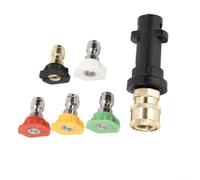 Pressure Washer Adapter 1/4 Inch Quick Connect Multiple Spray Nozzles Brass Plastic For Karcher K2 K3 K4 K5 K6 Pack of 6 or 8 Adjustable Cleaning(5 Nozzle)