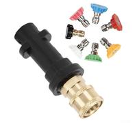 Pressure Washer Adapter 1/4" Quick Connect for Karcher K2-K7, Multiple Degree Spray Nozzle Tips Set, Brass Quick Disconnect Adapter (7 Nozzle)