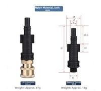 Pressure Washer Adapter for Karcher Systems Features Brass Quick Release Socket and Nylon Outer Casing (D)