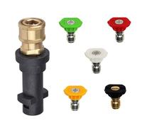 Pressure Washer Adapter Kit 1/4'' Quick Connect Female Fitting, Compatible with Karcher K2 K3 K4 K5 K6 K7, Includes 5 Power Nozzle Tips with Multiple Spray Angles, Heavy Duty, Weatherproof, Anti-Aging