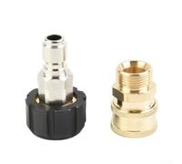 Pressure Washer Adapter Set M22 to 1/4 Inch and 3/8 Inch Quick Connect for High Pressure Hose Tools, 14mm 15mm Swivel Nozzle Connector with Brass Stainless(1#)