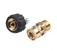 Pressure Washer Adapter Set M22 to 1/4 Inch and 3/8 Inch Quick Connect for High Pressure Hose Tools, 14mm 15mm Swivel Nozzle Connector with Brass Stainless(2#)