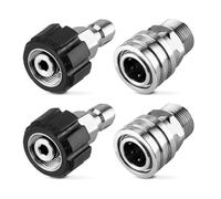 Pressure Washer Adapter Set, Stainless Steel Pressure Washer Quick Connect Kit, M22 14mm to 3/8" Quick Connect Swivel Fittings, 4 Pack