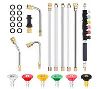 Pressure Washer Extension Rod Set, 10-Piece Stainless Steel Lance Set with Adapter Compatible with Kärcher K Series, 6 Spray Nozzles + 3 Curved Rods (30°, 90°, 120°), 1/4 Inch Quick Connection, 4000