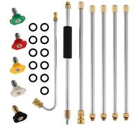Pressure Washer Extension Wand 1/4 Inch Quick Connect Gutter Cleaning Tool with 0-60° Nozzles Anti-Leaked O-Ring Washers Adjustable Size High Pressure Washer Gun Extension Rod Easy to Install for Clea